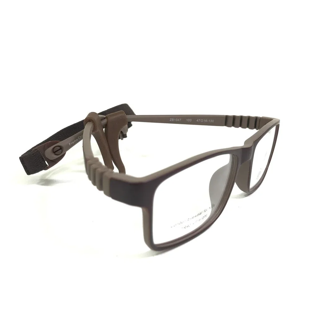 Zoobug Eyeglasses Frames ZB1047 100 Rubberized Matte Brown Hingeless 47-16-130